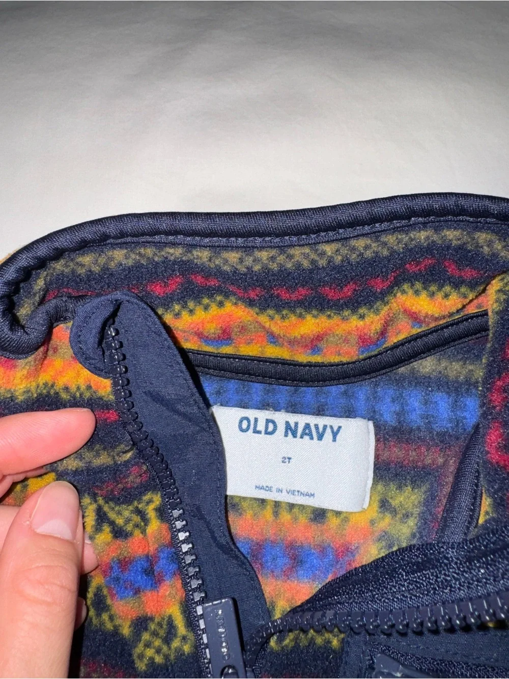 Old Navy Toddler Boys Multi-Color Patterned Quarter-Zip Fleece Pullover